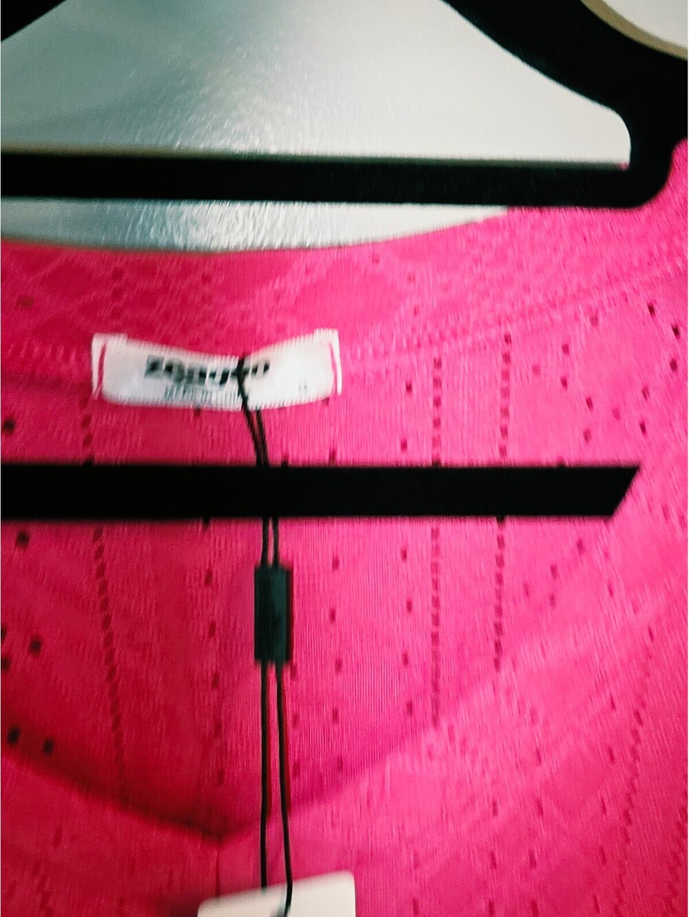Bright Pink Zeagoo Eyelet V-Neck Top - Picture 2 of 5